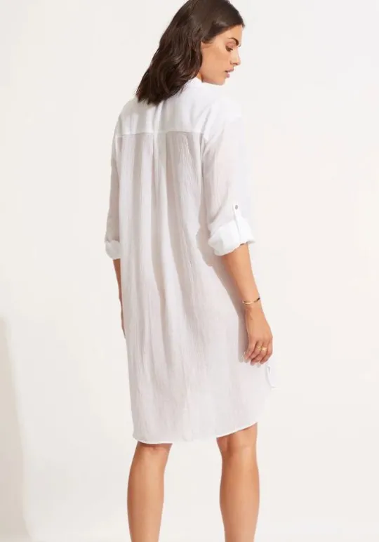 Seafolly Crinkle Twill Beach Shirt White Outlet