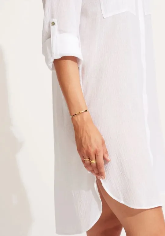 Seafolly Crinkle Twill Beach Shirt White Outlet