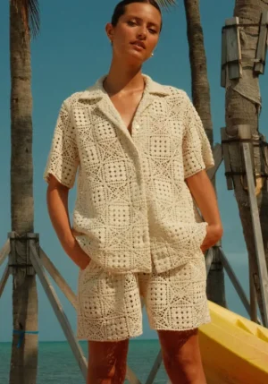 Pitusa Crochet Beach Shorts Ecru Discount