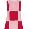 Pitusa Crochet Checkered Mini Dress Pink Sale