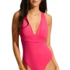 Seafolly Cross Back Swimsuit Raspberry Best