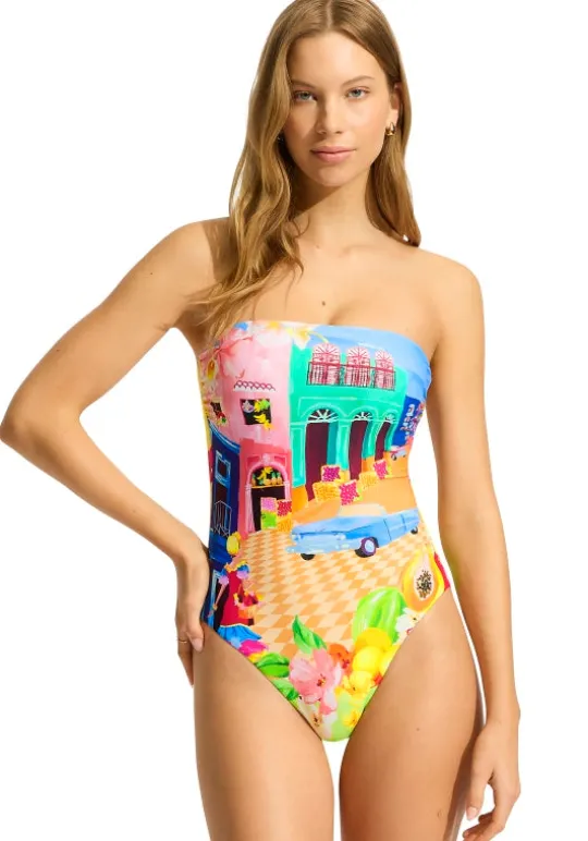 Seafolly Cuba DD Bandeau Swimsuit New