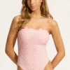 Seafolly Daydreamer DD Bandeau Swimsuit Pink Clearance