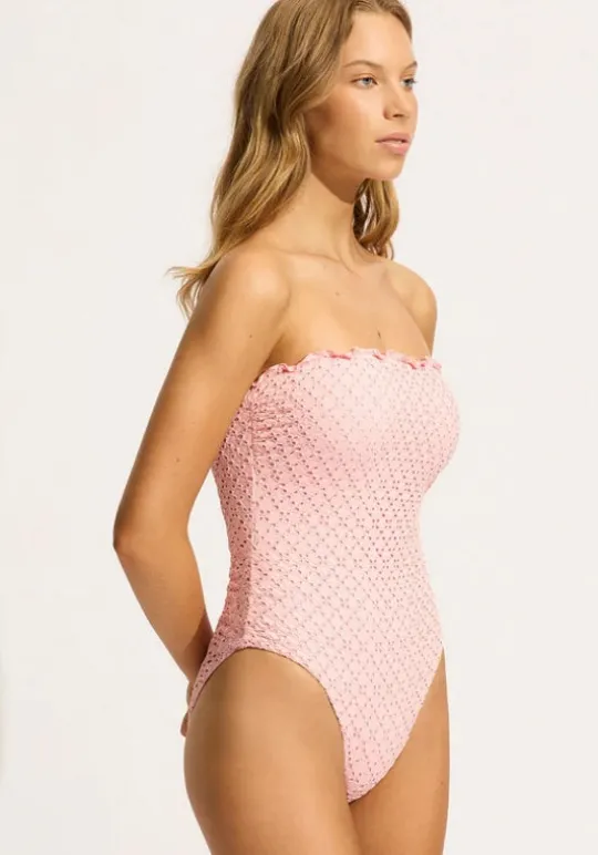 Seafolly Daydreamer DD Bandeau Swimsuit Pink Clearance