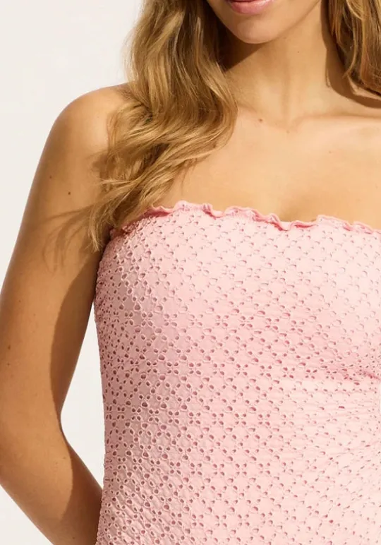 Seafolly Daydreamer DD Bandeau Swimsuit Pink Clearance