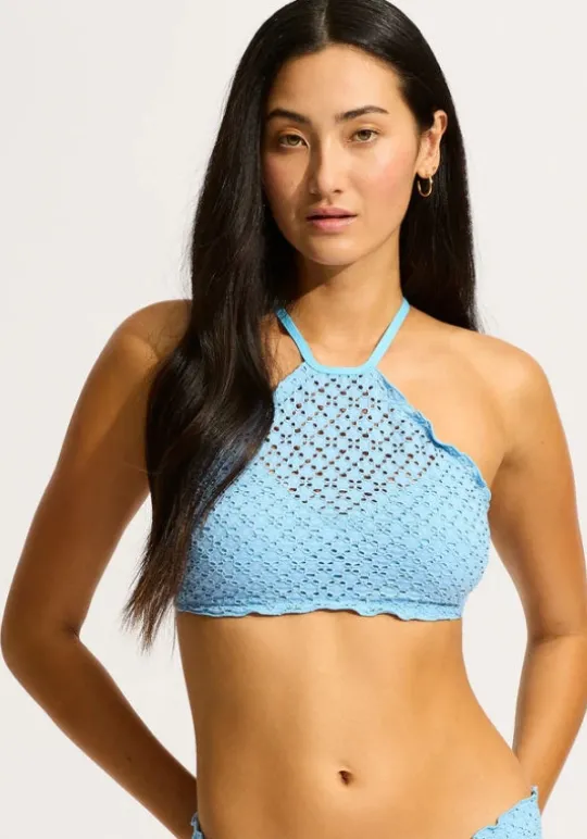 Seafolly Daydreamer High Neck Bikini Powder Blue Hot