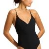Seafolly Daydreamer V Neck Swimsuit Black Outlet