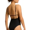Seafolly Daydreamer V Neck Swimsuit Black Outlet