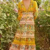 Farm Rio Delicate Flowers Stripes Maxi Dress DelicateFlowers Outlet