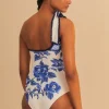 Farm Rio Delicate Tapestry One Shoulder Swimsuit Outlet