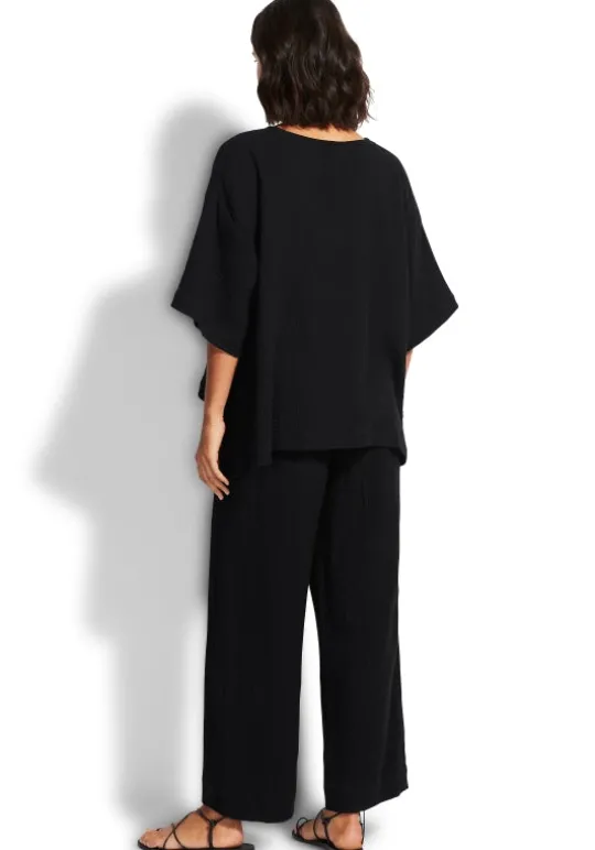 Seafolly Double Cloth Pants Black New