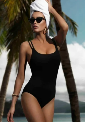 JETS Swimwear Double Strap Swimsuit Black Clearance