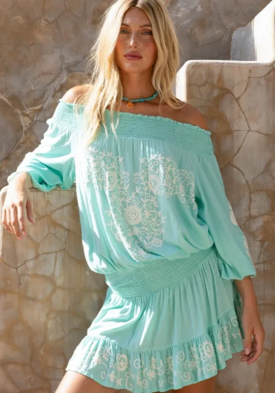 Miss June Eleyna Dress Aqua Sale