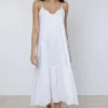 Juliet Dunn Embroidered V Neck Dress White Outlet