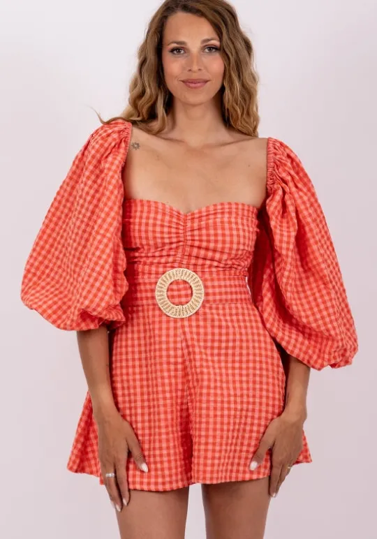 Sundress Emilia Jumpsuit Gingham Coral CoralGingham Best