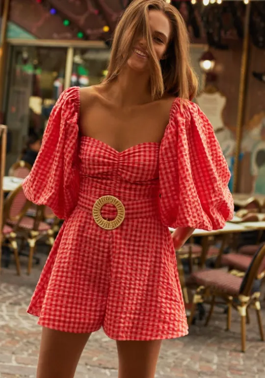 Sundress Emilia Jumpsuit Gingham Coral CoralGingham Best