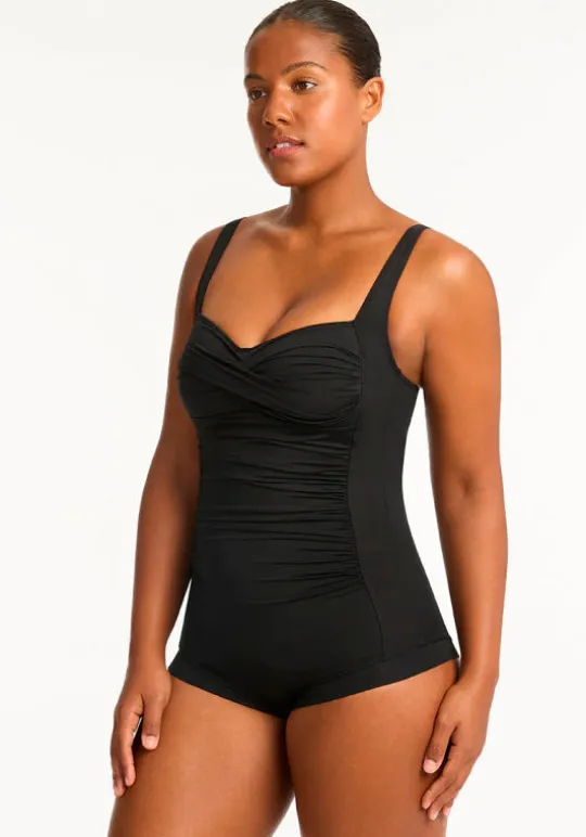 Sea Level Essentials Boyleg Swimsuit Black Discount