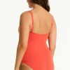 Sea Level Essentials Cross Front Swimsuit Flame Hot