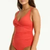 Sea Level Essentials Cross Front Swimsuit Flame Hot