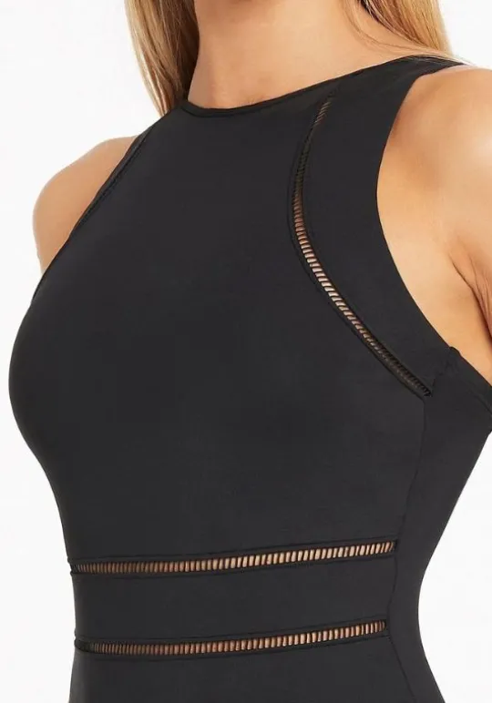 Sea Level Essentials High Neck Swimsuit Black Discount