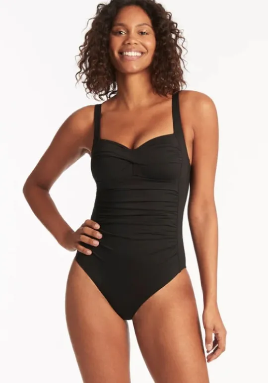 Sea Level Essentials Twist Front Swimsuit Black Outlet