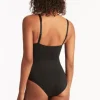 Sea Level Essentials Twist Front Swimsuit Black Outlet