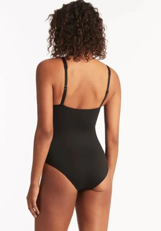 Sea Level Essentials Twist Front Swimsuit Black Outlet