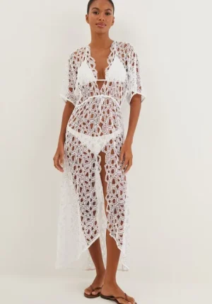 Vix Swimwear Eyelet Arie Long Cover Up Off White Online