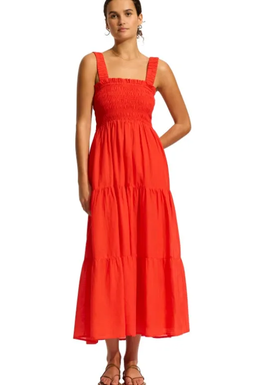 Seafolly Faithful Midi Dress Flame Sale