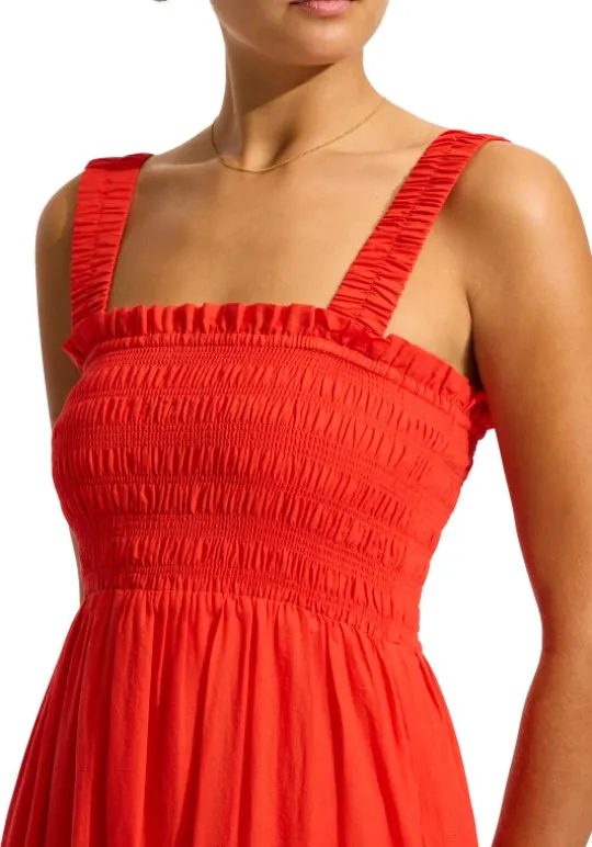 Seafolly Faithful Midi Dress Flame Sale