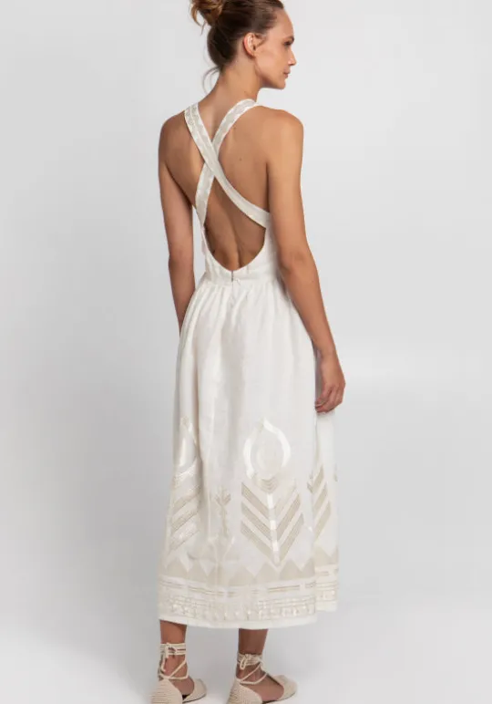 Greek Archaic Kori Feather Cross Back Dress Clearance