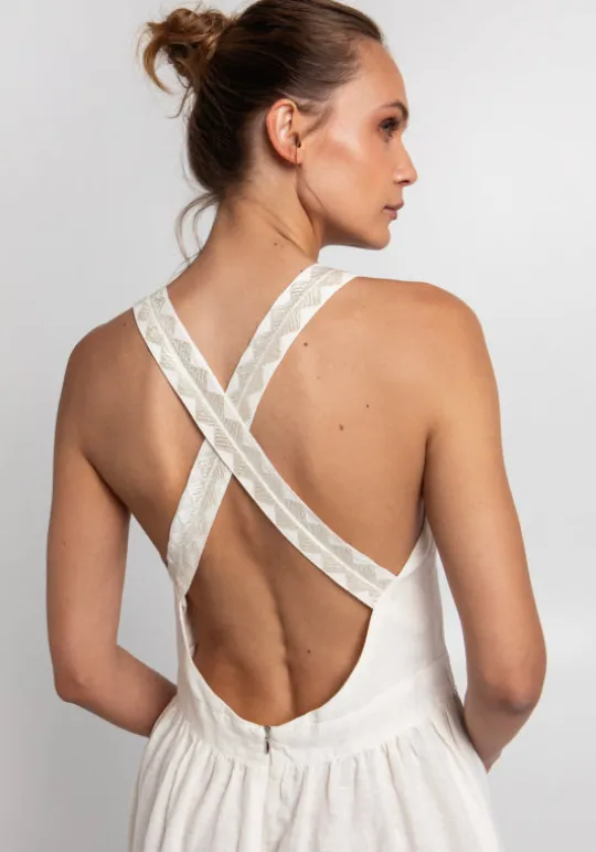 Greek Archaic Kori Feather Cross Back Dress Clearance