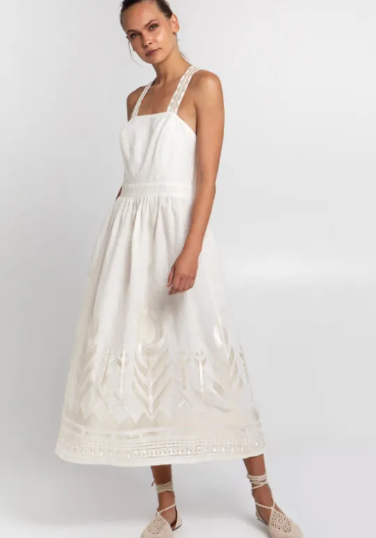 Greek Archaic Kori Feather Cross Back Dress Clearance