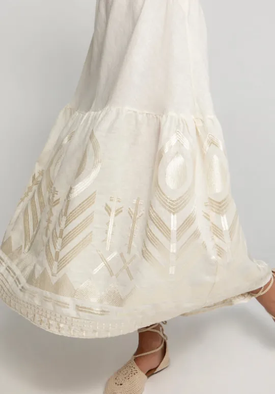 Greek Archaic Kori Feather Strappy Maxi Dress Outlet