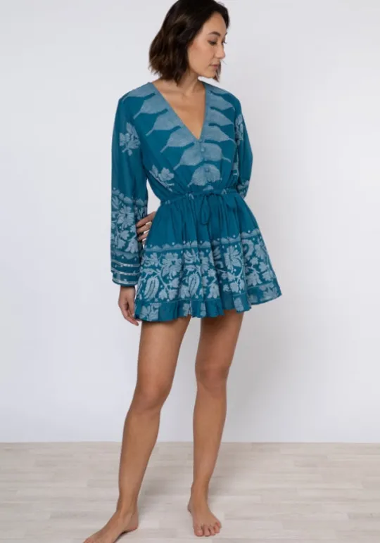 Juliet Dunn Flare Sleeve Playsuit Dhaka Petrol Clearance