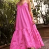 Juliet Dunn Floral V Neck Dress Fuchsia Fashion