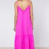 Juliet Dunn Floral V Neck Dress Fuchsia Fashion