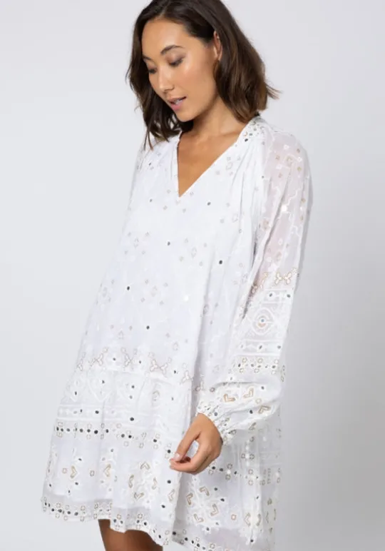 Juliet Dunn Frill Mosaic Mini Dress White Online