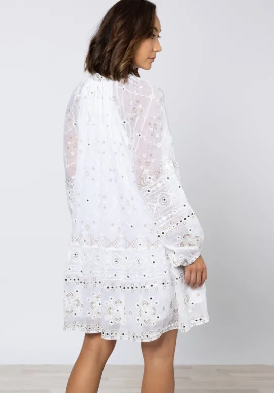 Juliet Dunn Frill Mosaic Mini Dress White Online