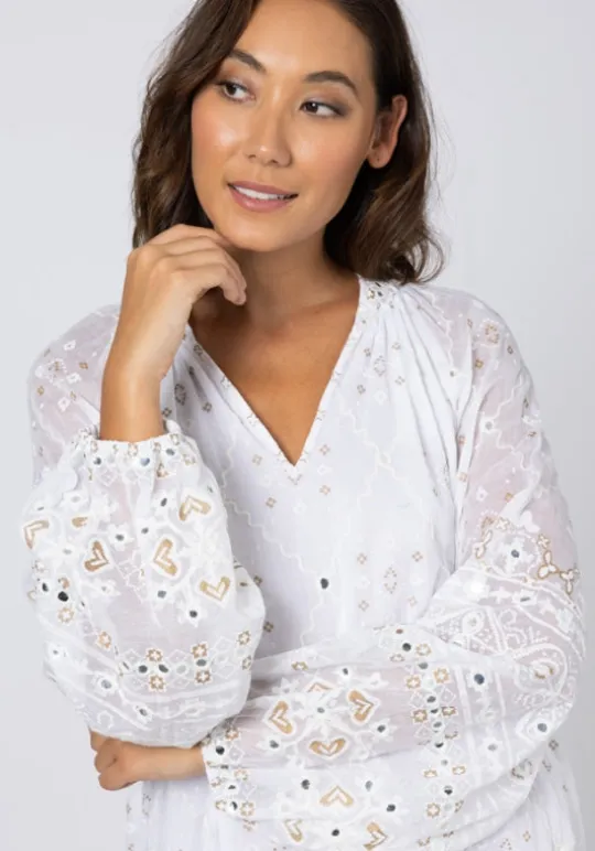 Juliet Dunn Frill Mosaic Mini Dress White Online