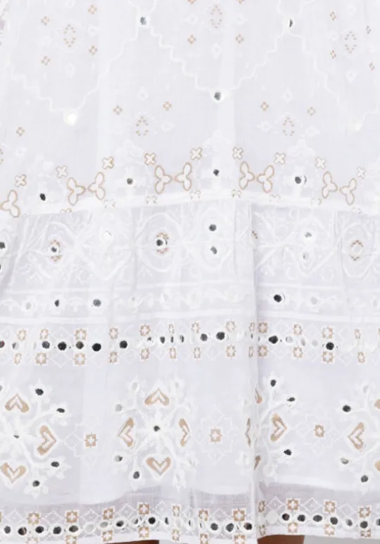 Juliet Dunn Frill Mosaic Mini Dress White Online