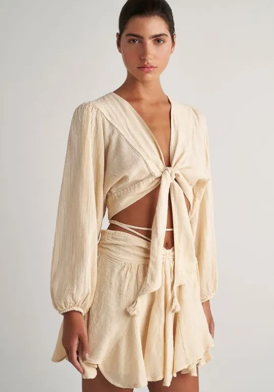 Pearl & Caviar Gauze Skort Butter New