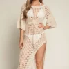 Naia Beach Grenada Crochet Dress Champagne Outlet
