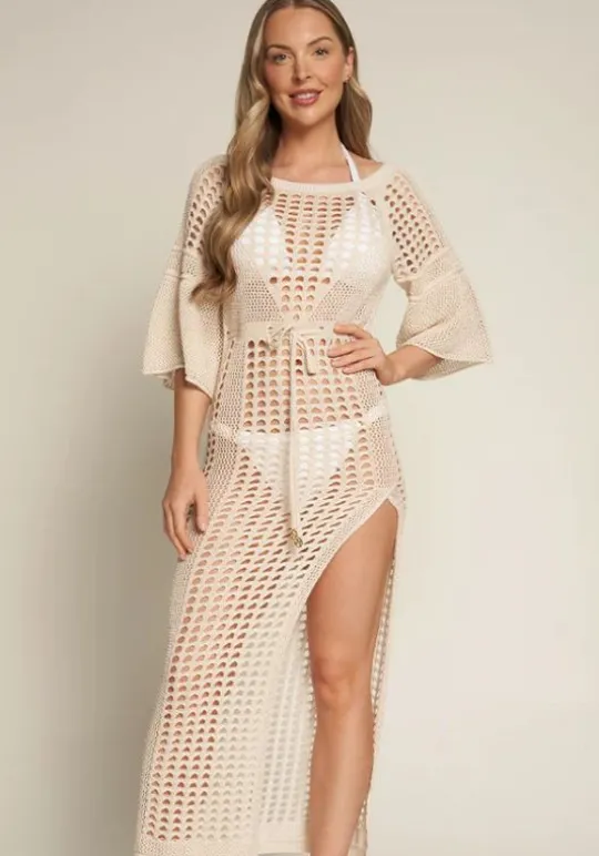 Naia Beach Grenada Crochet Dress Champagne Outlet
