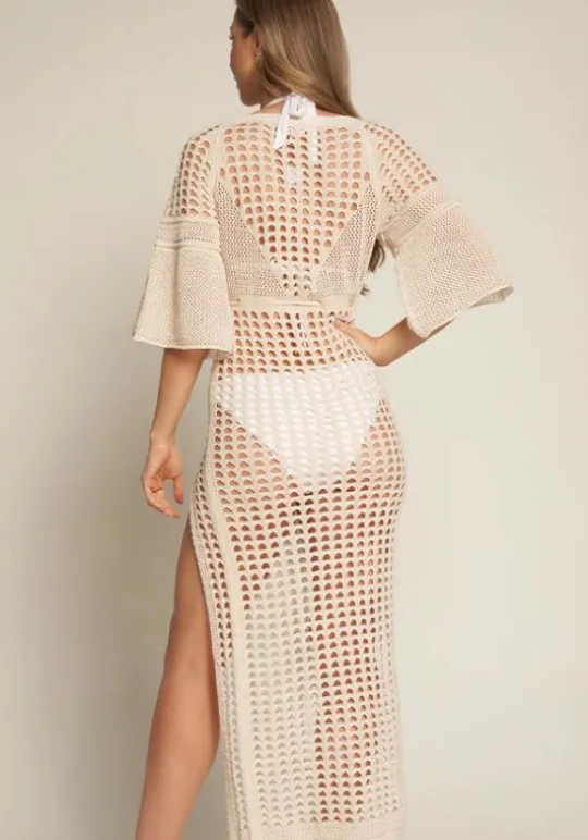 Naia Beach Grenada Crochet Dress Champagne Outlet