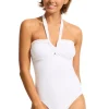 Seafolly Halter Bandeau Swimsuit White Hot