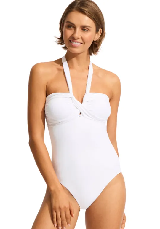 Seafolly Halter Bandeau Swimsuit White Hot