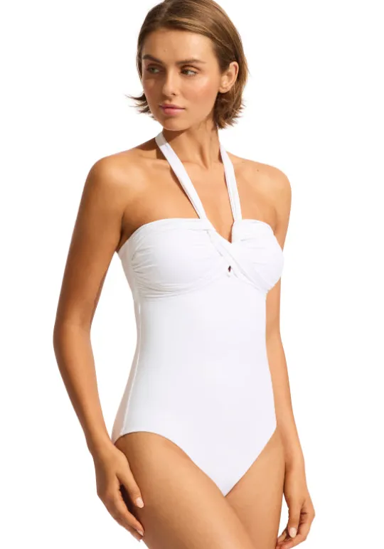 Seafolly Halter Bandeau Swimsuit White Hot