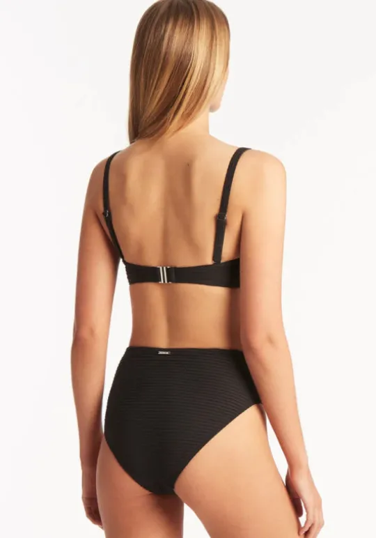 Sea Level Honeycomb Bandeau Bikini Black Fashion