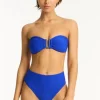Sea Level Honeycomb Bandeau Bikini Blue Best